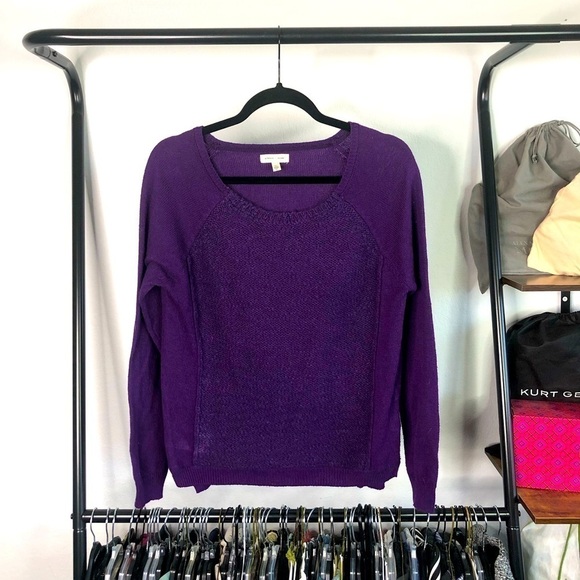 𝅺silence + Noise Royal Purple Scoop Neck Sweater - Picture 1 of 7